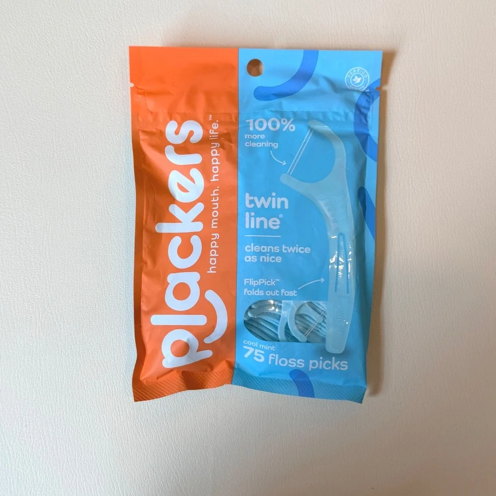 Plackers Twin Line Dental Floss Picks Cool Mint 450 Count Bulk 6 Pack New